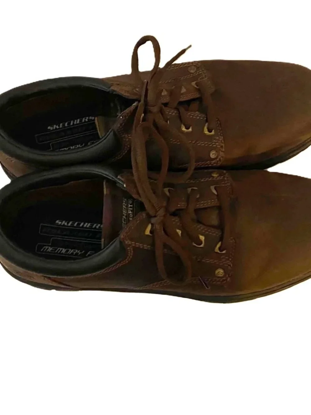 Skechers Segment Rilar Brown Leather Relaxed Fit Memory Foam Shoes Men's 12